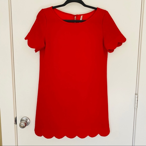 Scalloped red shift dress - Picture 1 of 2
